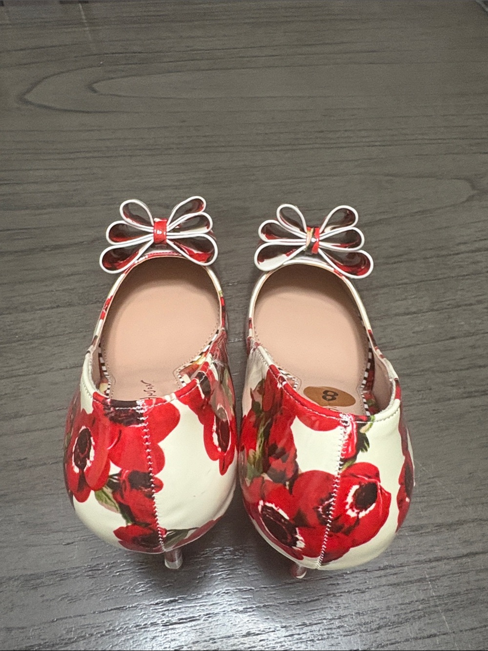 Betsey Johnson Red Floral Pointed Toe Bow Heels - Picture 7 of 8